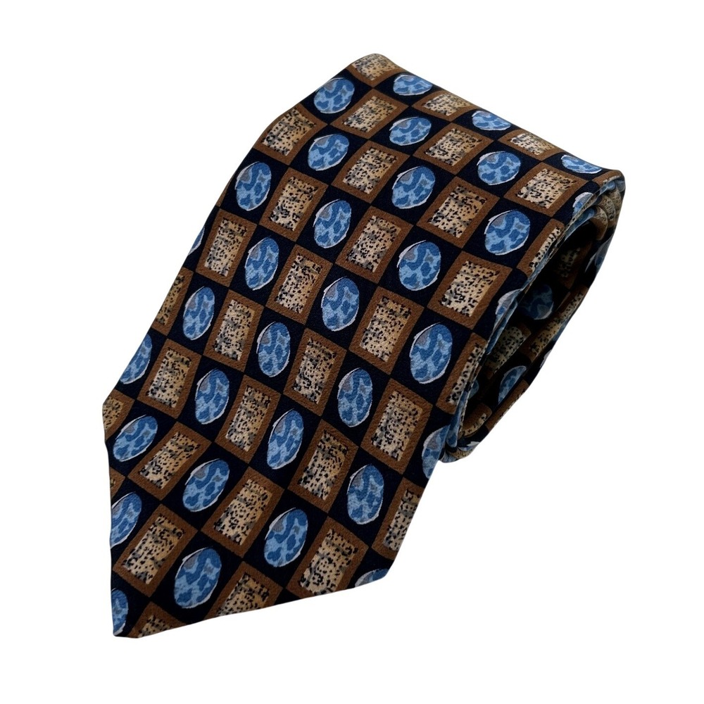 Cocktail Collection Mens Necktie Blue Brown Silk Beer Under Microscope 56" Tie